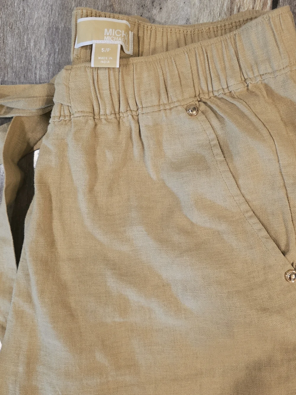 Michael Kors Beige Linen Tie-Waist Pants